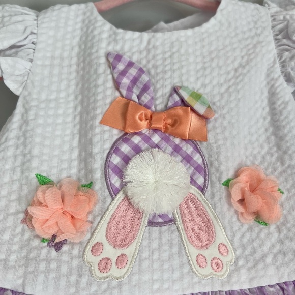 Bonnie Baby Matching Set Bunny Pastel Multicolour 12M Baby Girl NWT - Picture 3 of 6